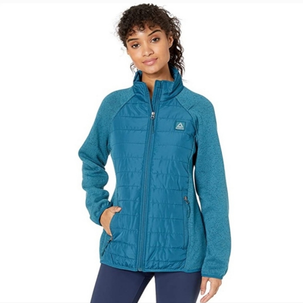 🆕️🏷 Reebok Quilted Sweater Fleece Jacket - Ovean Blue -M